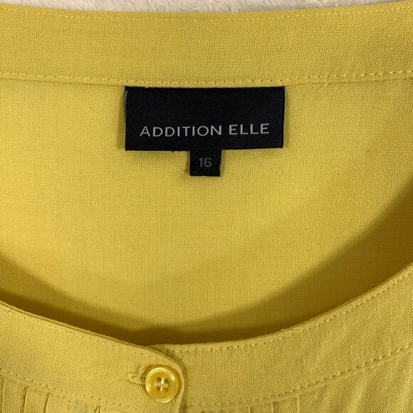 plus size tunic blouse top 3/4 sleeve button down linen blend SZ16 ADDITION ELLE - Picture 2 of 13